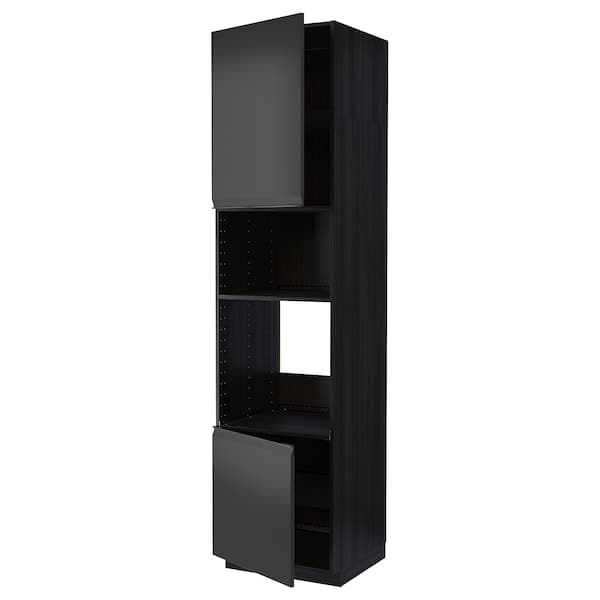 METOD - Hi cb f oven/micro w 2 drs/shelves, black/Upplöv matt anthracite , 60x60x240 cm - best price from Maltashopper.com 39495585