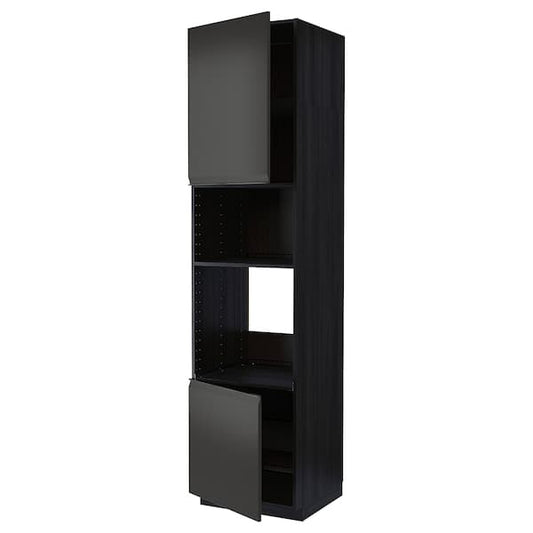 METOD - Hi cb f oven/micro w 2 drs/shelves, black/Upplöv matt anthracite , 60x60x240 cm - best price from Maltashopper.com 39495585