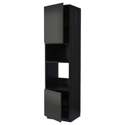 METOD - Hi cb f oven/micro w 2 drs/shelves, black/Upplöv matt anthracite , 60x60x240 cm