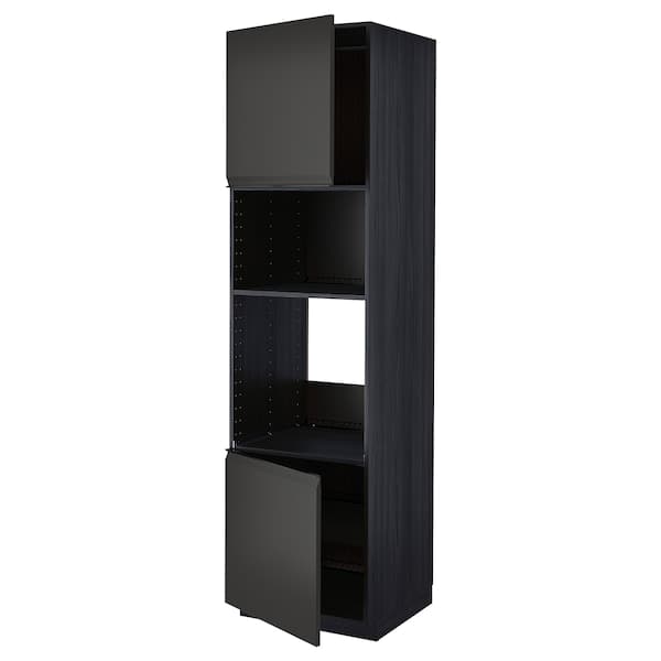 METOD - Hi cb f oven/micro w 2 drs/shelves, black/Upplöv matt anthracite, 60x60x220 cm - best price from Maltashopper.com 99495403