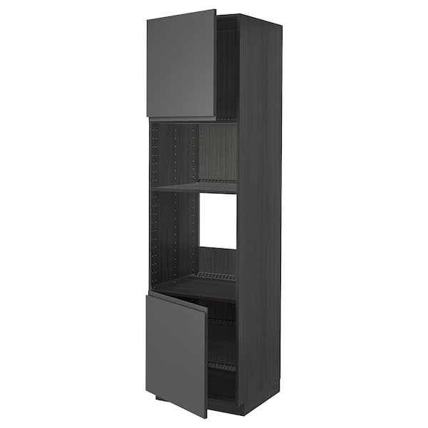 METOD - Hi cb f oven/micro w 2 drs/shelves, black/Voxtorp dark grey, 60x60x220 cm - best price from Maltashopper.com 99465463