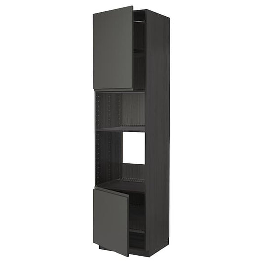 Ikea METOD - Hi cb f oven/micro w 2 drs/shelves, black/Voxtorp dark grey, 60x60x240 cm