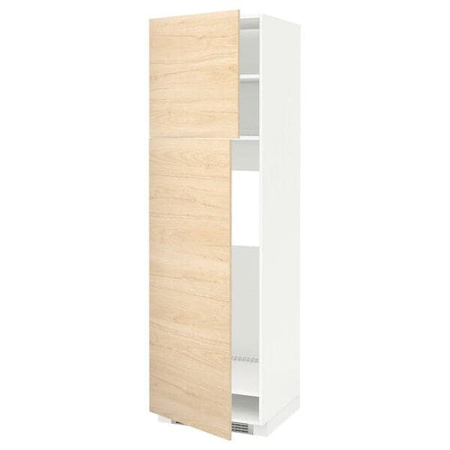 METOD - High cabinet for fridge w 2 doors, white/Askersund light ash effect, 60x60x200 cm