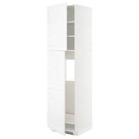 METOD high cabinet for fridge w 2 doors, white/Axstad matt white, 60x60x220 cm