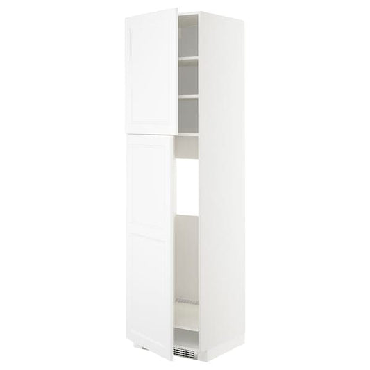 Ikea METOD - High cabinet for fridge w 2 doors, white/Axstad matt white, 60x60x220 cm