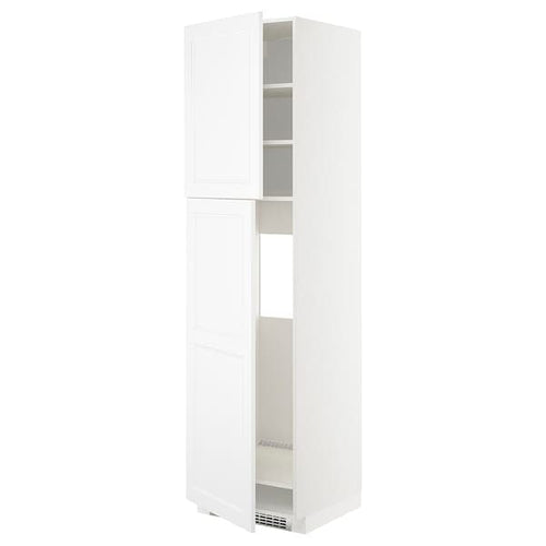 METOD - High cabinet for fridge w 2 doors, white/Axstad matt white, 60x60x220 cm