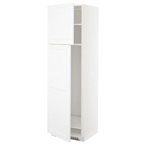 METOD - High cabinet for fridge w 2 doors, white/Axstad matt white, 60x60x200 cm