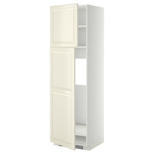 METOD - High cabinet for fridge w 2 doors, white/Bodbyn off-white, 60x60x200 cm