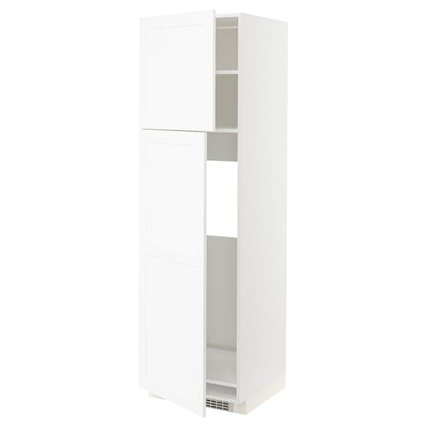 METOD - High cabinet for fridge w 2 doors, white Enköping/white wood effect , 60x60x200 cm - best price from Maltashopper.com 99473528