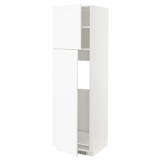 Ikea METOD - High cabinet for fridge w 2 doors, white Enköping/white wood effect , 60x60x200 cm