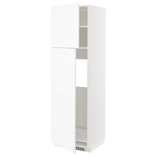 METOD - High cabinet for fridge w 2 doors, white Enköping/white wood effect , 60x60x200 cm