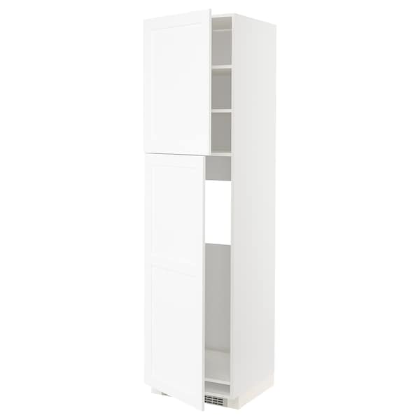 Ikea METOD - High cabinet for fridge w 2 doors, white Enköping/white wood effect, 60x60x220 cm