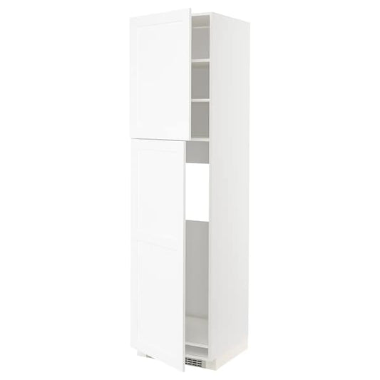 Ikea METOD - High cabinet for fridge w 2 doors, white Enköping/white wood effect, 60x60x220 cm