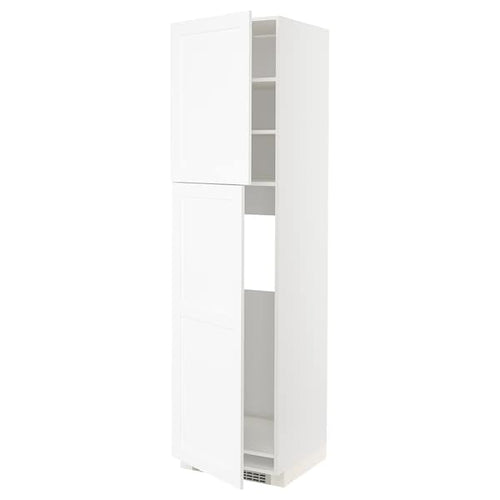METOD - High cabinet for fridge w 2 doors, white Enköping/white wood effect, 60x60x220 cm