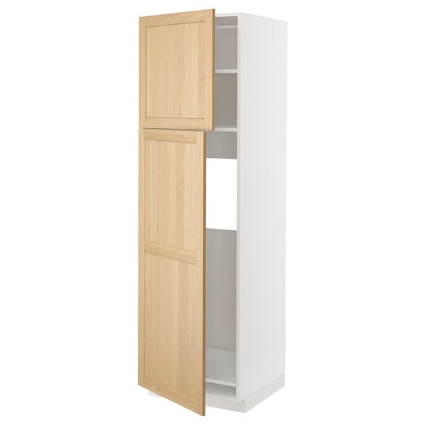 Ikea METOD - High cabinet for fridge w 2 doors, white/Forsbacka oak, 60x60x200 cm