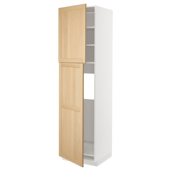 Ikea METOD - High cabinet for fridge w 2 doors, white/Forsbacka oak, 60x60x220 cm