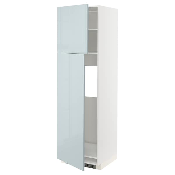 METOD - High cabinet for fridge w 2 doors, white/Kallarp light grey-blue, 60x60x200 cm - best price from Maltashopper.com 79479545