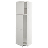 METOD high cabinet for fridge w 2 doors, white/Lerhyttan light grey, 60x60x200 cm