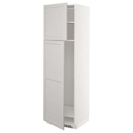 Ikea METOD - High cabinet for fridge w 2 doors, white/Lerhyttan light grey , 60x60x200 cm