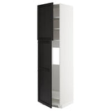 METOD high cabinet for fridge w 2 doors, white/Lerhyttan black stained, 60x60x220 cm