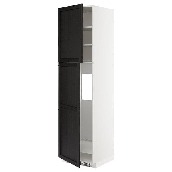 METOD - High cabinet for fridge w 2 doors, white/Lerhyttan black stained, 60x60x220 cm - best price from Maltashopper.com 69458464