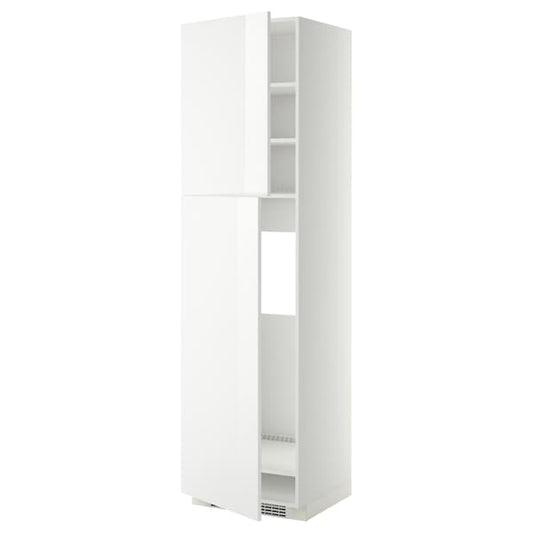 METOD - High cabinet for fridge w 2 doors, white/Ringhult white, 60x60x220 cm - best price from Maltashopper.com 09454968
