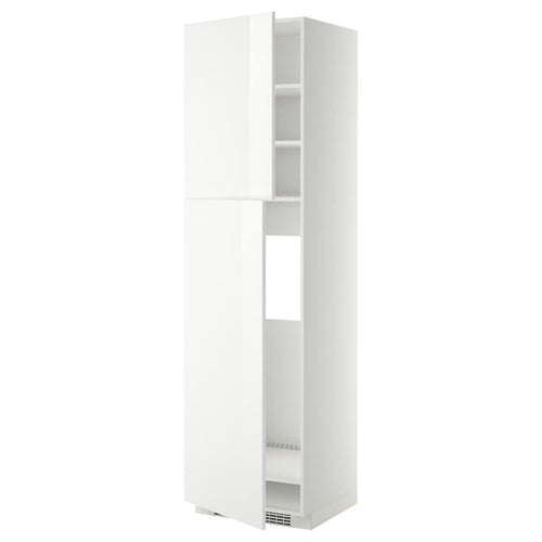 METOD high cabinet for fridge w 2 doors, white/Ringhult white, 60x60x220 cm