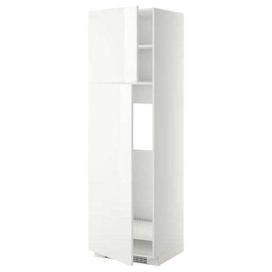 METOD - High cabinet for fridge w 2 doors, white/Ringhult white, 60x60x200 cm - best price from Maltashopper.com 59455239