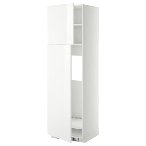 METOD - High cabinet for fridge w 2 doors, white/Ringhult white, 60x60x200 cm