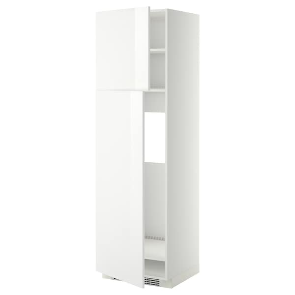 METOD - High cabinet for fridge w 2 doors, white/Ringhult white, 60x60x200 cm