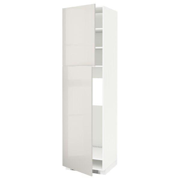 METOD - High cabinet for fridge w 2 doors, white/Ringhult light grey , 60x60x220 cm - best price from Maltashopper.com 69457619