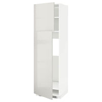 METOD - High cabinet for fridge w 2 doors, white/Ringhult light grey , 60x60x200 cm - best price from Maltashopper.com 79468523