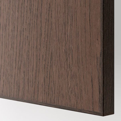 METOD - High cabinet for fridge w 2 doors, white/Sinarp brown , 60x60x220 cm