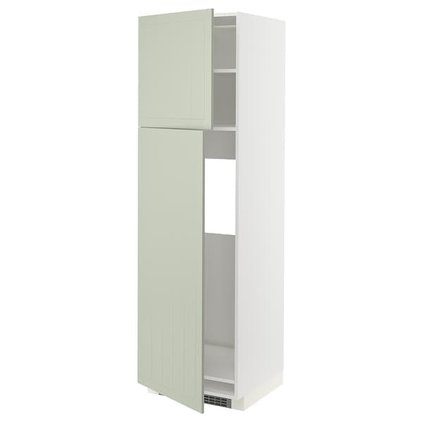 Ikea METOD - High cabinet for fridge w 2 doors, white/Stensund light green, 60x60x200 cm