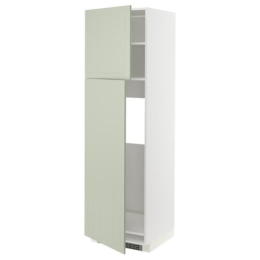 Ikea METOD - High cabinet for fridge w 2 doors, white/Stensund light green, 60x60x200 cm