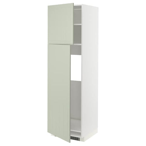 METOD - High cabinet for fridge w 2 doors, white/Stensund light green, 60x60x200 cm