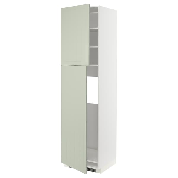 Ikea METOD - High cabinet for fridge w 2 doors, white/Stensund light green, 60x60x220 cm