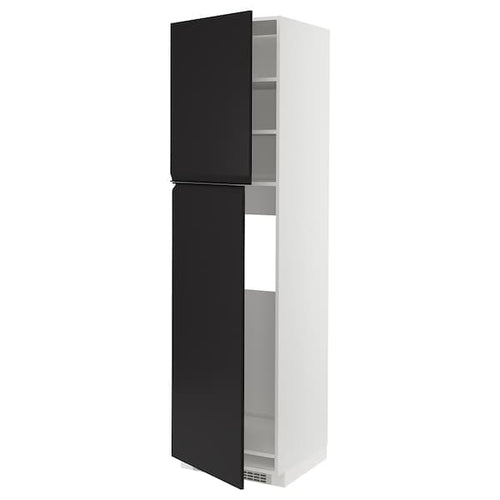 METOD - High cabinet for fridge w 2 doors, white/Upplöv matt anthracite , 60x60x220 cm