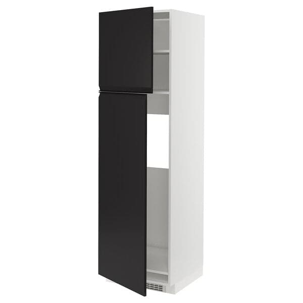 Ikea METOD - High cabinet for fridge w 2 doors, white/Upplöv matt anthracite , 60x60x200 cm
