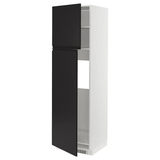 Ikea METOD - High cabinet for fridge w 2 doors, white/Upplöv matt anthracite , 60x60x200 cm