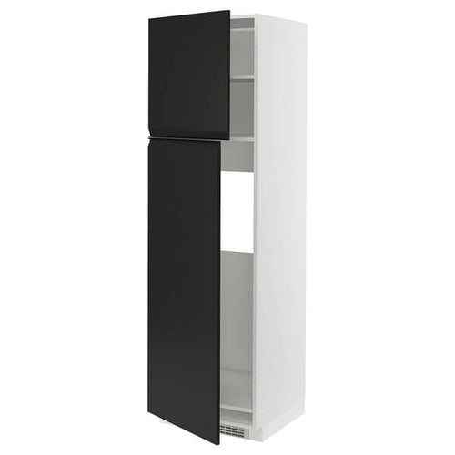 METOD - High cabinet for fridge w 2 doors, white/Upplöv matt anthracite , 60x60x200 cm