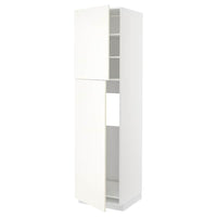 METOD - High cabinet for fridge w 2 doors, white/Vallstena white, 60x60x220 cm - best price from Maltashopper.com 19507358