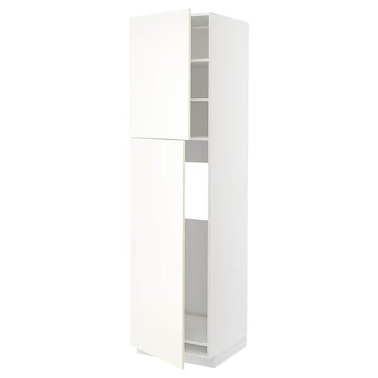 Ikea METOD - High cabinet for fridge w 2 doors, white/Vallstena white, 60x60x220 cm