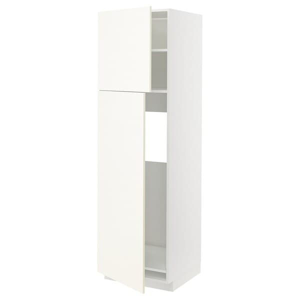 METOD - High cabinet for fridge w 2 doors, white/Vallstena white, 60x60x200 cm - best price from Maltashopper.com 29507348