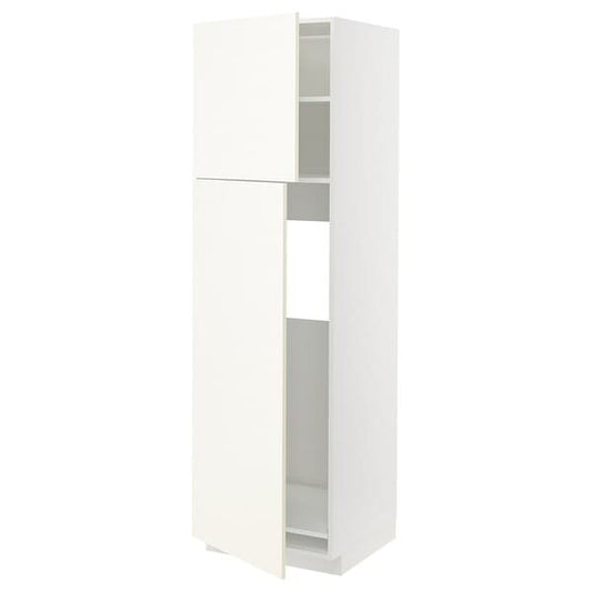 METOD - High cabinet for fridge w 2 doors, white/Vallstena white, 60x60x200 cm - best price from Maltashopper.com 29507348