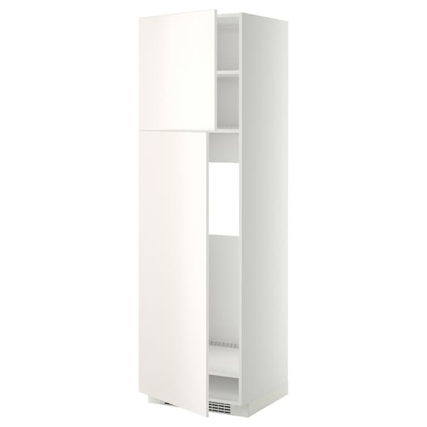 METOD - High cabinet for fridge w 2 doors, white/Veddinge white , 60x60x200 cm - best price from Maltashopper.com 29469474
