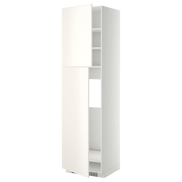 METOD - High cabinet for fridge w 2 doors, white/Veddinge white, 60x60x220 cm - best price from Maltashopper.com 19459116