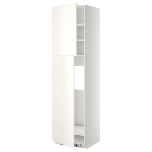 METOD - High cabinet for fridge w 2 doors, white/Veddinge white, 60x60x220 cm