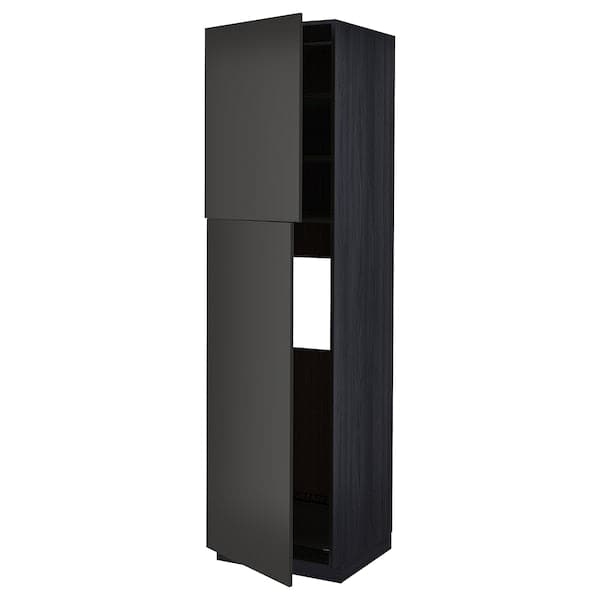 Ikea METOD - High cabinet for fridge w 2 doors, black/Nickebo matt anthracite, 60x60x220 cm