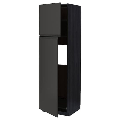 METOD - High cabinet for fridge w 2 doors, black/Upplöv matt anthracite, 60x60x200 cm